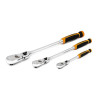 GearWrench 3 Piece 1/4 Inch, 3/8 Inch & 1/2 Inch Drive 90-Tooth Dual Material Locking Flex Head Ratchet Set
