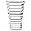 GearWrench 12 Piece 72-Tooth 12 Point Open End Ratcheting Metric Wrench Set