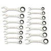 GearWrench 14 Piece 90-Tooth 12 Point SAE/Metric Stubby Ratcheting Combination Wrench Set