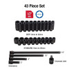 SUNEX 1/2" Drive 43 Piece Metric Master Impact Socket Se