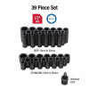 SUNEX 1/2" Drive 39 Piece Metric Deep Impact Socket Set