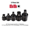 SUNEX IMP SET 5PC 3/8 AND 1/2DR ADAPT AND UNIV JOINT