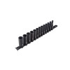 SUNEX 13 Piece 3/8 Inch Drive Metric Deep Impact Socket Set on rail