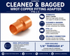 Domestic cleaned and bagged wrot copper fitting adapter FTG x C infographic showing product features, applications, and available sizes from 1/4 inch through 4 inches.