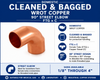 Domestic Cleaned & Bagged Wrot Copper 90° Street Elbow – FTG x C information guide showing domestic wrot copper construction, cleaned and bagged packaging, female tube (FTG) x copper sweat (C) connection, 90° street elbow design, and available sizes from 1/4" through 3".