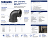 Charman 300# extra heavy black malleable iron 90 degree elbow specifications, sizes, features and applications