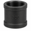 Charman 300# extra heavy black malleable iron threaded coupling on white background