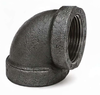 Ductile iron threaded 90° elbow with female NPT connections for changing pipe direction at a 90-degree angle.
