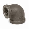 Ductile iron threaded 90° reducing elbow with female NPT connections in two different pipe sizes.