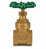 Lead-free brass CC full port gate valve with green handwheel and copper sweat connections.