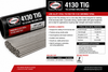 Harris 4130 Chrome-Moly TIG welding rod in 10 lb tube with 36-inch alloy steel TIG rods.