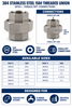 304 Stainless Steel 150# Threaded Union - SP114 Spec Sheet