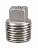 316 Stainless Steel 150# Threaded Square Head Solid Plug - SP114