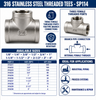 316 Stainless Steel 150# Threaded Tee - SP114 Spec Sheet