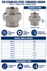 304 Stainless Steel 150# Threaded Union - SP112 Spec Sheet