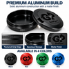 GetPipe aluminum pouch holder showing the open can, branded lid, textured grip edge, spacious storage and matte finish, with black, red, green and blue color options.