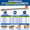 Charman 5/8" OD Uncoated Connector - 1/2" MIP x 3/4" FIP Straight Ball Valve - Spec Sheet