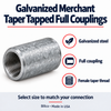 Billco galvanized merchant taper tapped full coupling features