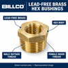 Lead-free brass hex bushing features: male and female pipe threads
