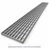 Representative long rectangular bar grating panel with parallel bearing bars and crossbars on a white background.