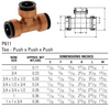 Nibco® P611 Wrot Racer® Tee Dimensions