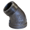 Black malleable iron 45° street elbow, Figure 3104, Class 150 with male npt end