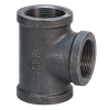 Black malleable iron threaded tee, Figure 3105, Class 150 with female npt threads