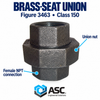 Black malleable iron brass-seat union, Figure 3463, Class 150 showing union nut and female npt connection