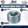 Billco Galvanized Square Socket Plug feature graphic