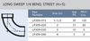 PVC DWV Long Sweep 1/4 Bend 90, Street (HUB x SPG) Box Sizes