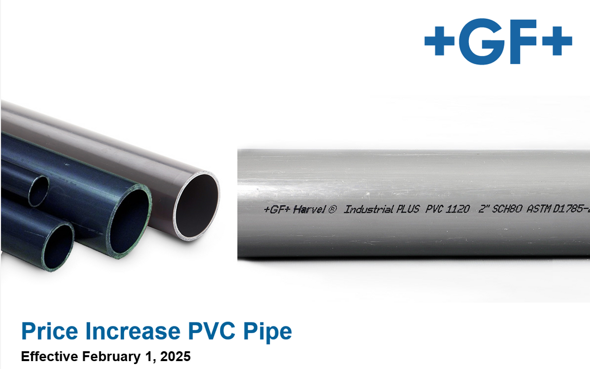 Price Increase PVC Pipe Effective February 1, 2025