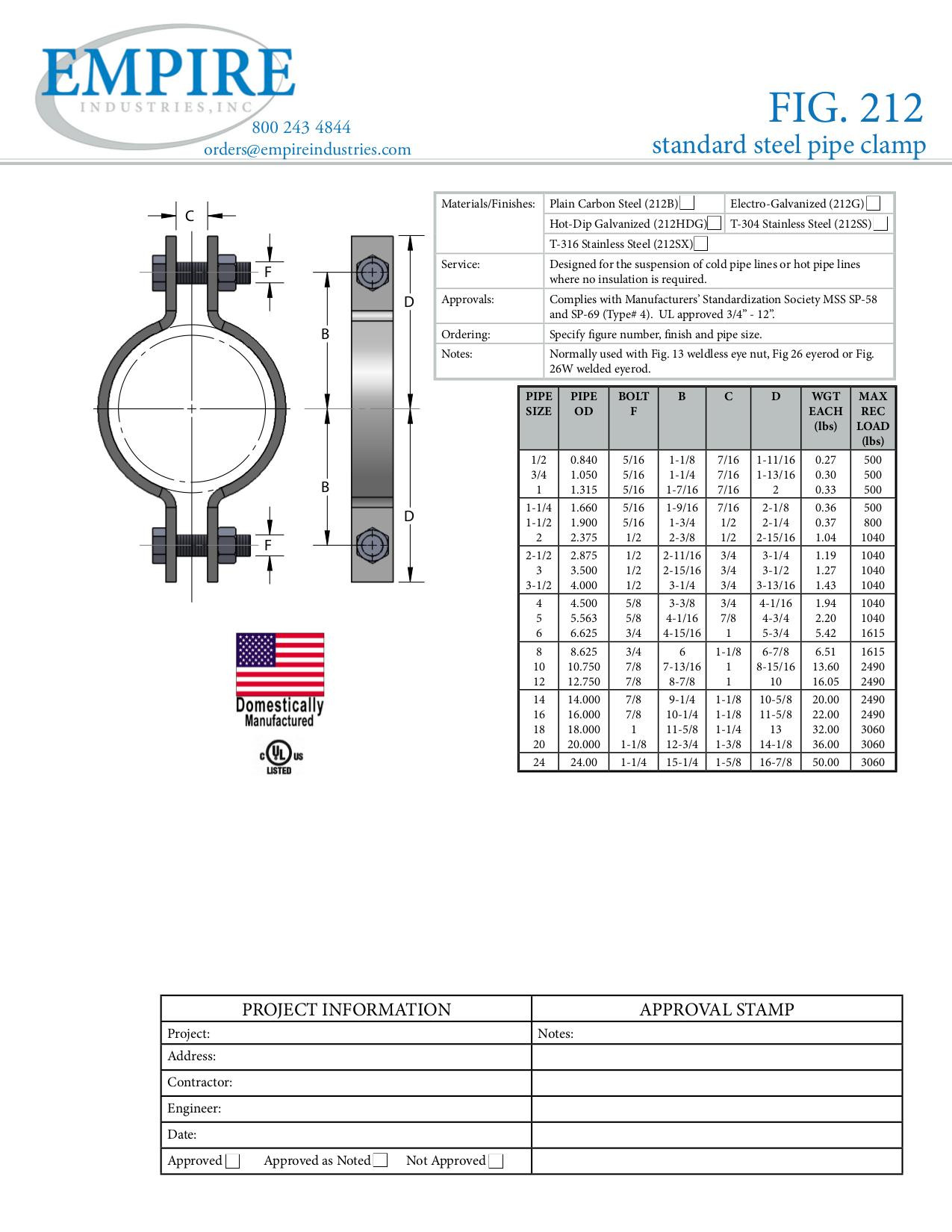 Fig. 212 Standard Steel Pipe Clamp GETPIPE
