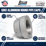 Billco 6061 Aluminum Round Pipe Caps feature graphic
