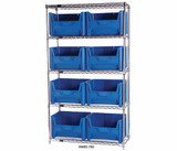 Chrome Wire Shelving Units With Giant Hopper Bins