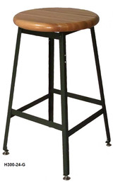 Industrial Shop Stools - Wood Seat