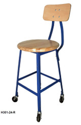 Industrial Shop Stools - Wood Seat With Backrest