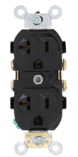 Black Heavy Duty Commercial Duplex Receptacle Indented