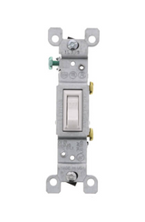 Single-Pole Grounding Toggle Light Switch - White
