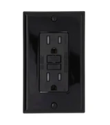 Black 15A Self-Test Tamper-Resistant GFCI Outlet w/ Wall Plate