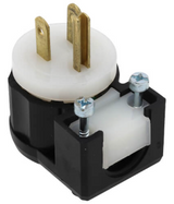 15A Black/White Straight Blade Angle Plug