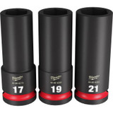 Milwaukee Tool 3PC SHOCKWAVE Impact Duty 1/2" Drive Metric Deep 6 Point Socket Set