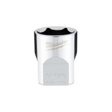 Milwaukee Tool 3/8" Drive 11/16" SAE 6-Point Socket with FOUR FLAT Sides, Vanadium Steel, Chrome