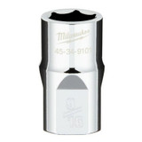 Milwaukee Tool 1/2" Drive 9/16" SAE 6-Point Socket with FOUR FLAT Sides, Vanadium Steel, Chrome