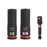 Milwaukee Tool 3PC SHOCKWAVE Impact Duty 3/8" Drive SAE Deep 6 Point Socket Set