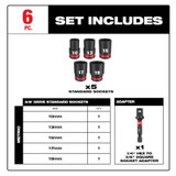 Milwaukee Tool 6PC SHOCKWAVE Impact Duty 3/8" Drive Metric Standard Socket Set