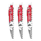 Milwaukee Tool 6" 3 TPI The AX with Carbide Teeth for Pruning & Clean Wood SAWZALL Blade 3PK