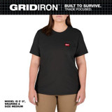 Milwaukee Tool Women's GRIDIRON Pocket T-Shirt - Short Sleeve - Black - M