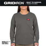 Milwaukee Tool Womens GRIDIRON Pocket T-Shirt - Long Sleeve Gray XL