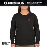 Milwaukee Tool Womens GRIDIRON Pocket T-Shirt - Long Sleeve Black M