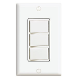 White 2W Decora 15 Amp Three Rocker Combination Switch